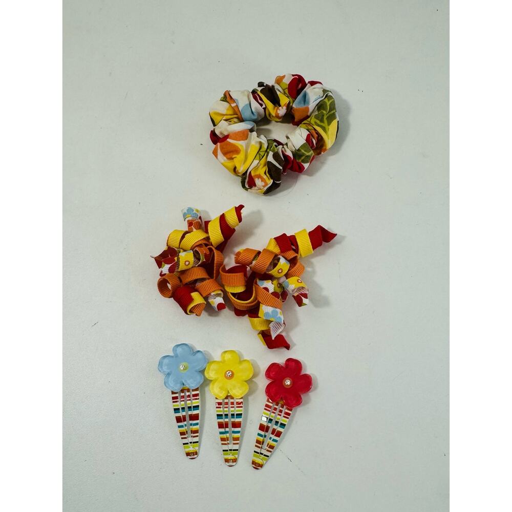 Gymboree Tropical Garden  -6 Piece Accessory Lot Elastic Barrette Scrunchie